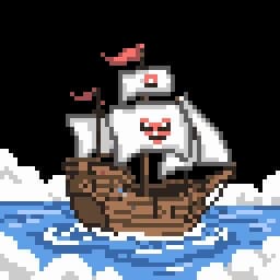 Sailing ship pixel art scene